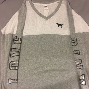 Victoria Secret Pink Sequined Varsity Tee